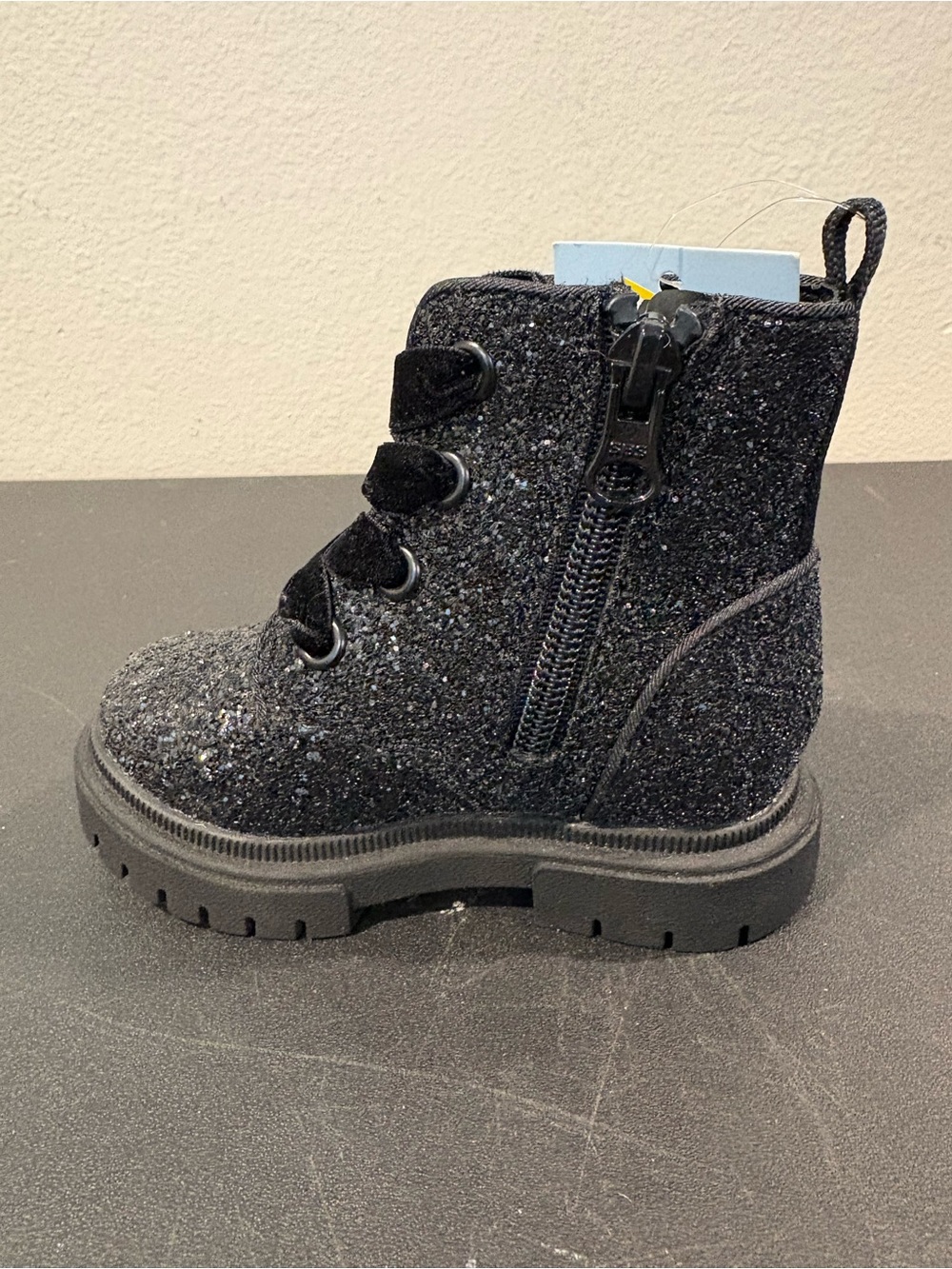 Toddler Girls' Khloe Black Glitter Ankle Combat Boots - Cat & Jack Size 5 - Picture 5 of 10